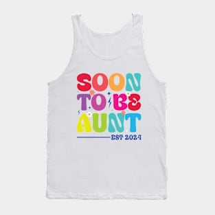 Soon to be aunt est 2024 Groovy Auntie Tank Top